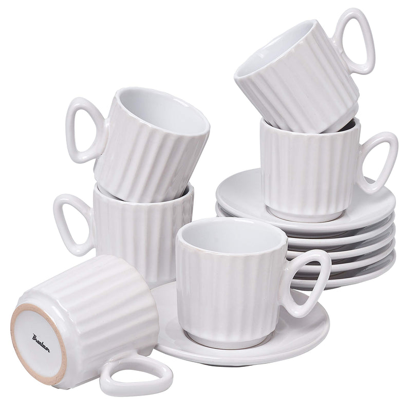 Porcelain Christmas Cups, Cappuccino Cups with Saucers - 4 Ounces for Specialties