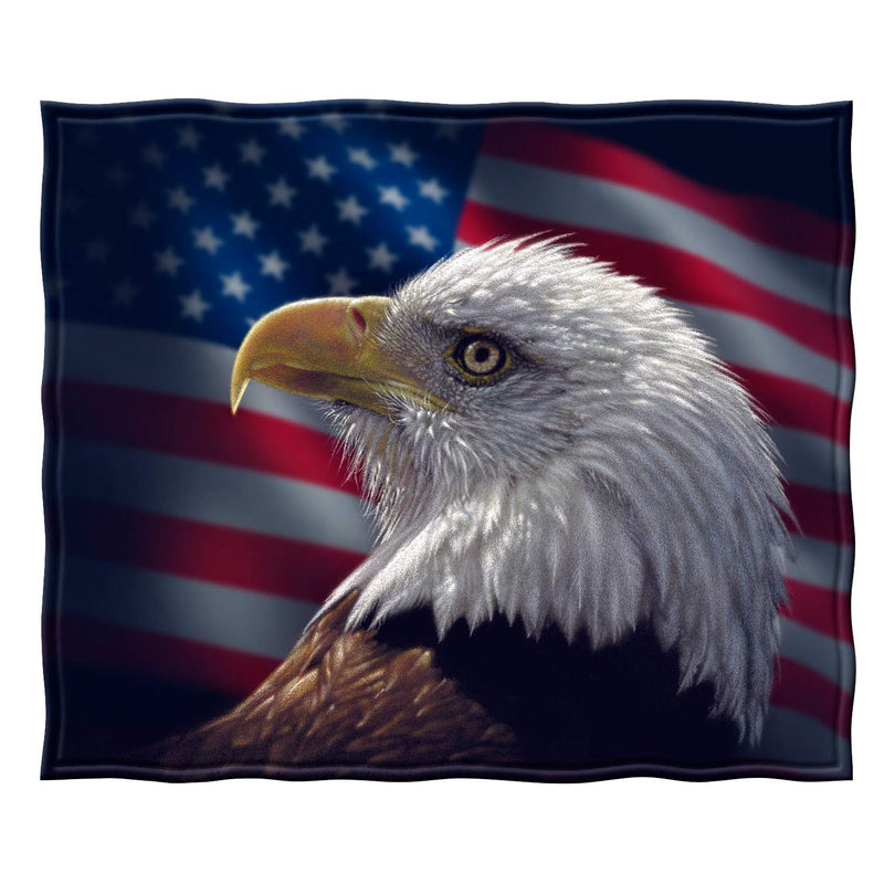 Bald Eagle Fleece Bed Blanket 50" x 60" Eagle Fleece Throw Blanket