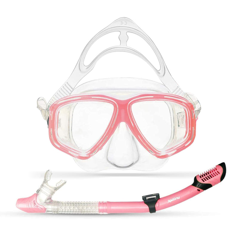 Dry Top Snorkeling Set for Adults - Tempered Glass Anti-Fog Diving Mask