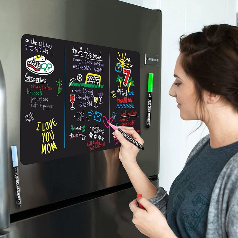 16x11 Magnetic Fridge Whiteboard with 4 Markers and Large Eraser with Magnets - Magnetic