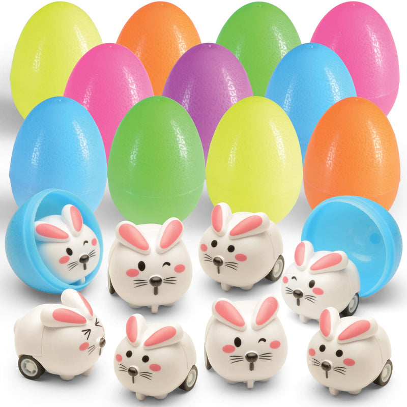 6 toy filled Easter eggs filled with mini Pull-N-Go Easter eggs