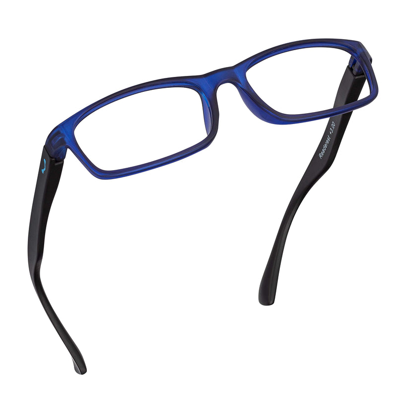 Blue light blocking reading glasses (blue/black, 000x magnification) for computers