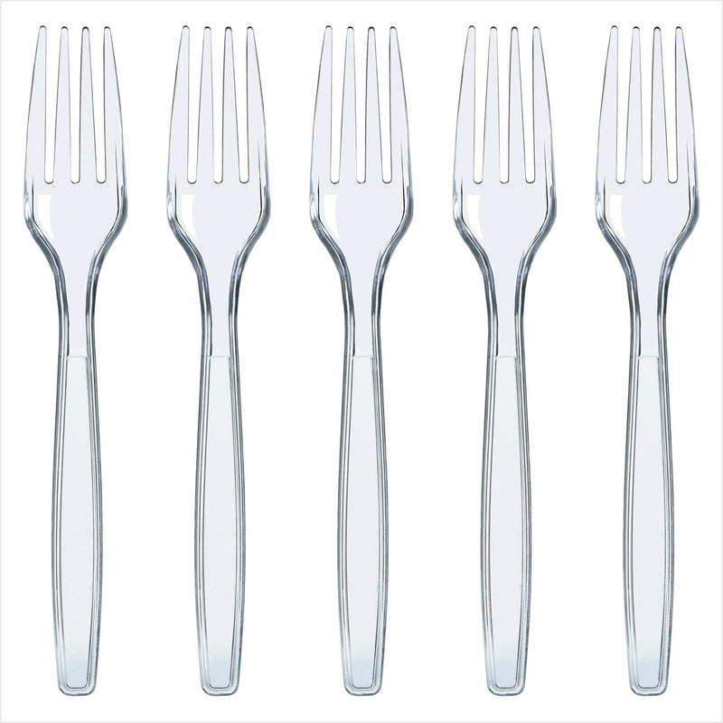 500 clear plastic forks - heavy plastic forks, fancy plastic cutlery,