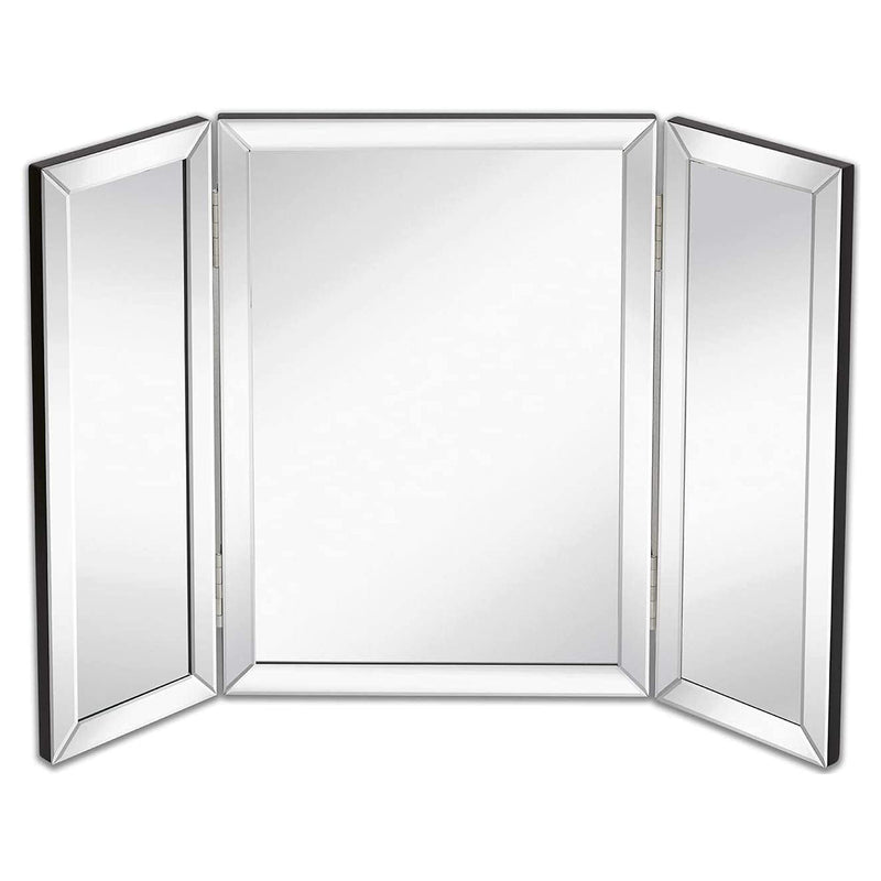 21 x 30 inch silver tri-fold full length mirror, beveled edges, 3 way mirror