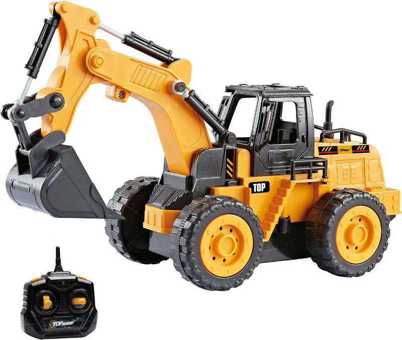 Fully functional 5 channel RC excavator with remote controlled construction vehicles