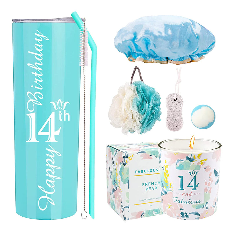 Happy 14th Birthday Gift Set for Girls - 14th Birthday Drinking Cups Party Supplies