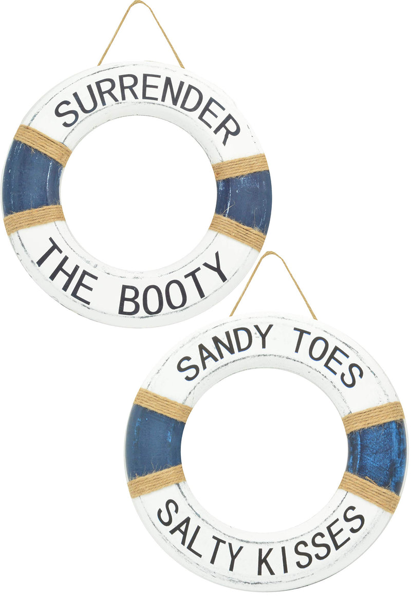 Hand Carved Life Saver Ring Decoration - Give up the butt and sandy toes, salty