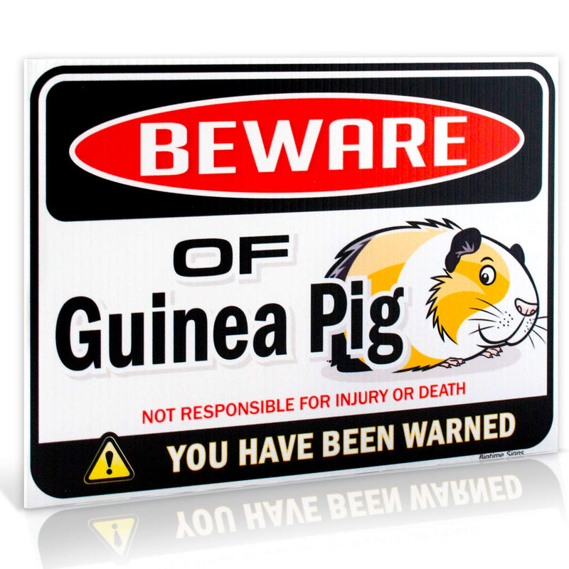 Beware of Guinea Pigs Warning Sign - 9" x 12" - Funny Guinea Pig Ornament