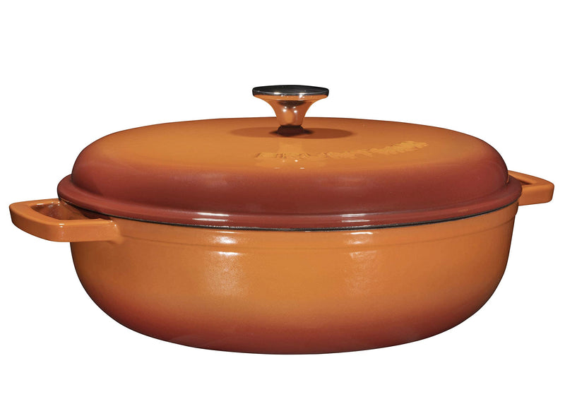 45-quart enameled cast iron dutch oven with two handles and lid