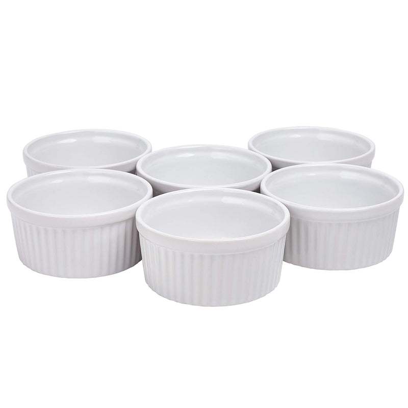 4oz Round Ceramic Ramekins, Set of 6, 4oz White Casserole Dish, Ceramic Bakeware