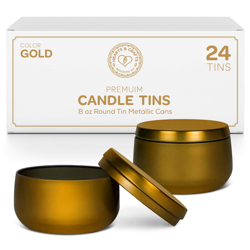 Gold Candle Jars 8 Oz with Lids - 24 Pack of Large DIY Candle Jars