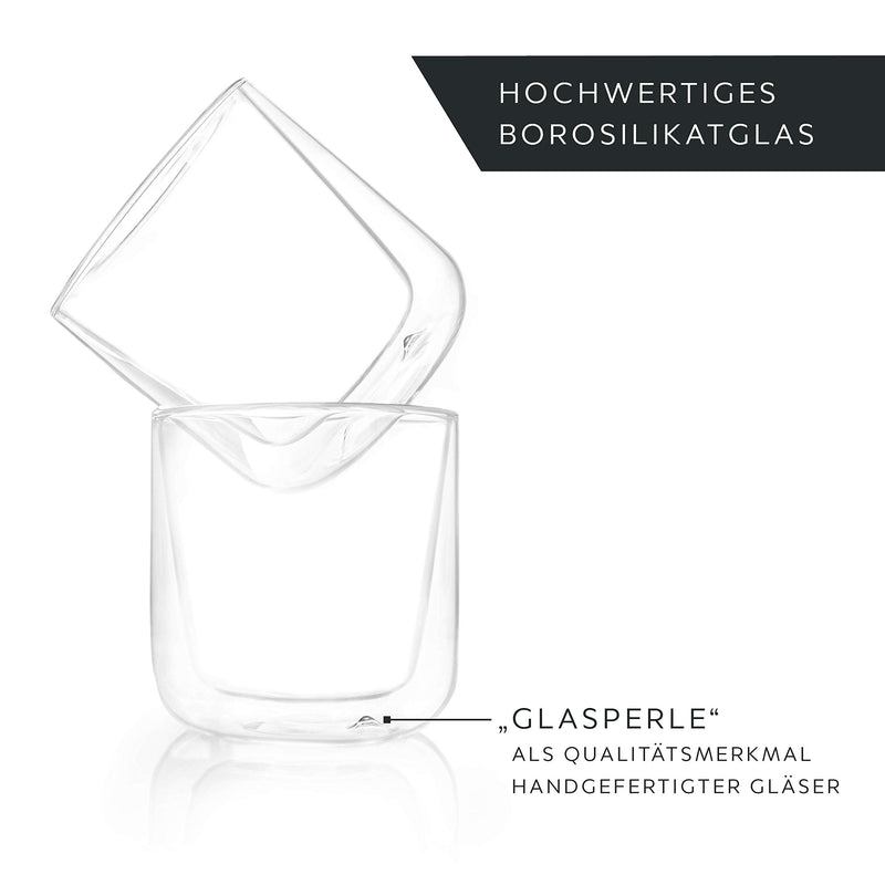 Cappuccino glasses, thick-walled made of borosilicate glass, dishwasher safe