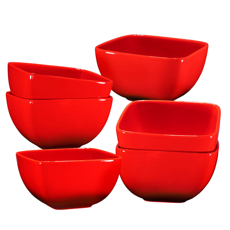 26 Ounce Red Gradient Square Soup Bowls Set of 6 Large Gradient