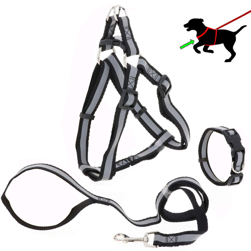 Dog Harness Set of 3 Collar Leash Dog Collar with Reflector