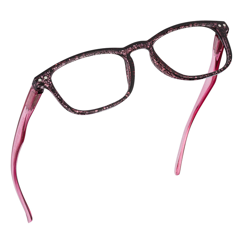 Blue Light Blocking Reading Glasses (Pink, 250x Magnification) Computer Glasses