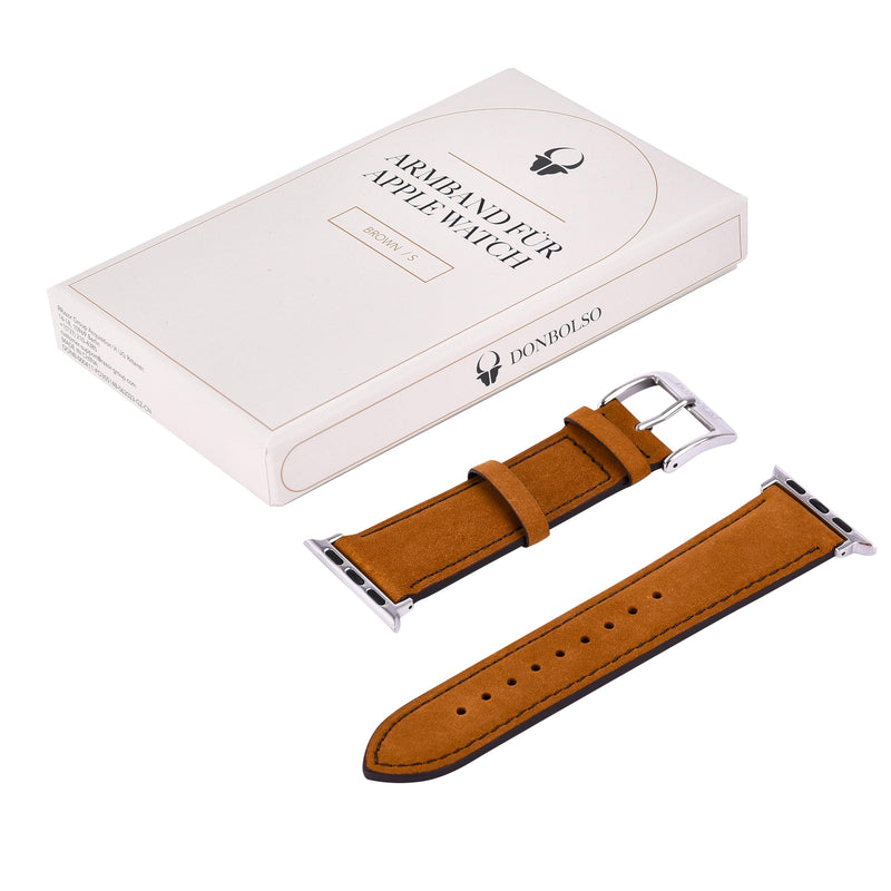 Apple Watch Strap Stitched Vintage Brown S