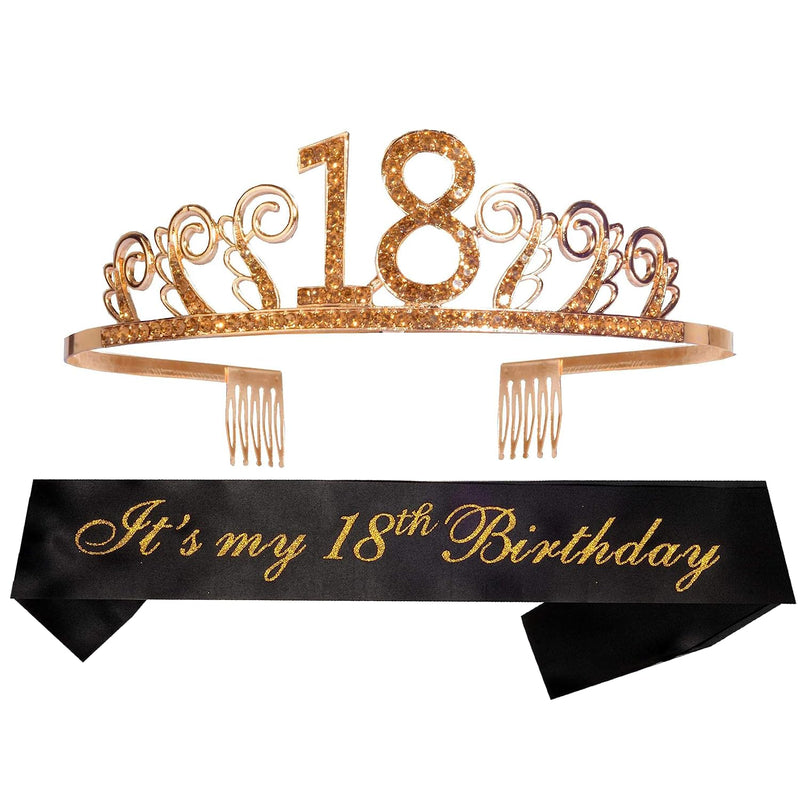 18th Birthday Sash and Tiara for Women - Fabulous Set: Glitter Sash + Waves