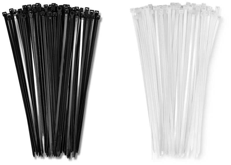 8" Zip Tie Cable Ties (1000 Pack, 750 Black and 250 White), 40 Pound Pull Force