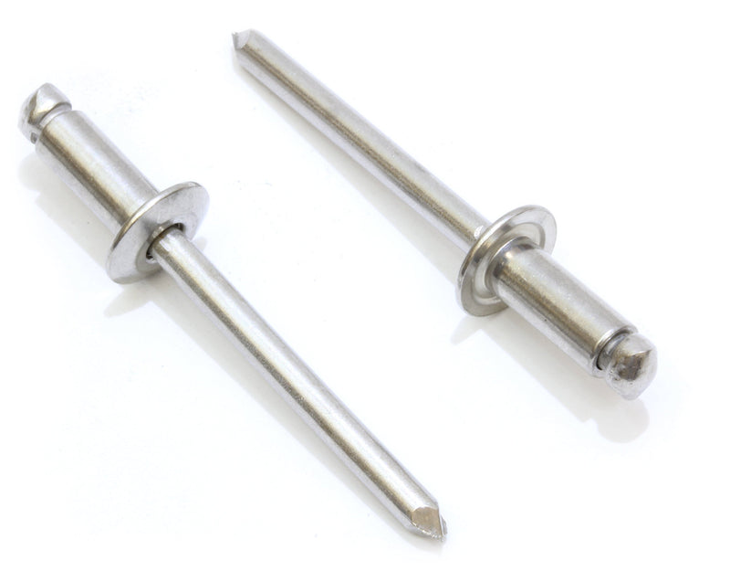 64 stainless steel rivets (100 pieces), 3/16" diameter, handle range (3/16" - 1/4"), all