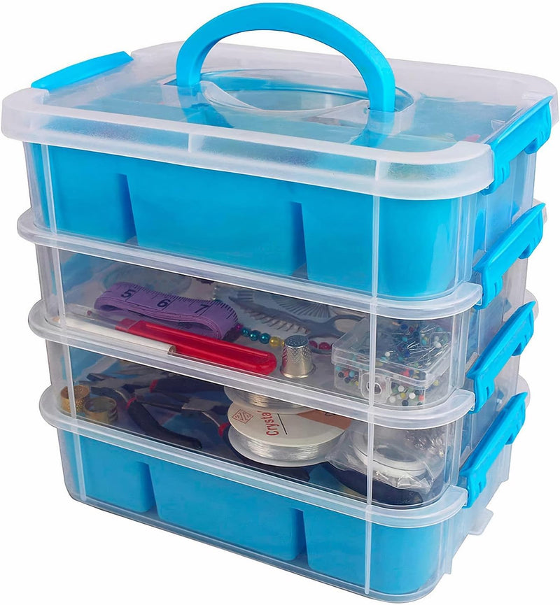 Craft storage box with multiple compartments and dividers - perfect for art,