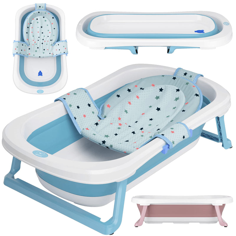 Foldable baby bath with 50 L volume including bathtub insert baby ergonomic