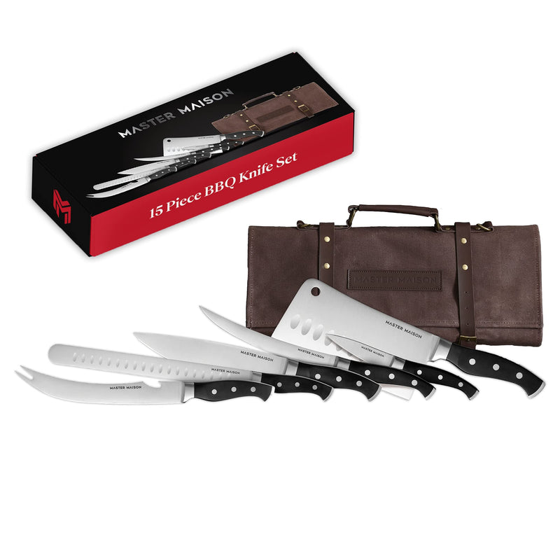 15 Piece Durable Professional Kitchen Knife Set - Grill Knife, Chef&