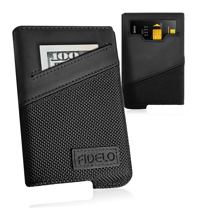 Carbon Fiber/Aluminum Pop Up Wallet Leather Case - Crazy Horse Leather