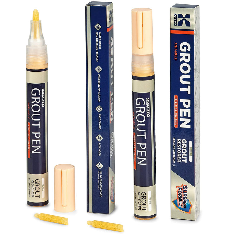 Caulking Pen - Beige - 2 Pack - 5mm Narrow Tip - Covers 200 Feet - Professional