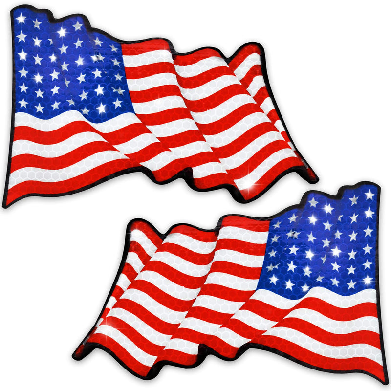 American Flag Car Signs Reflective Magnet 6" x 4" (Pack of 2) - Patriotic