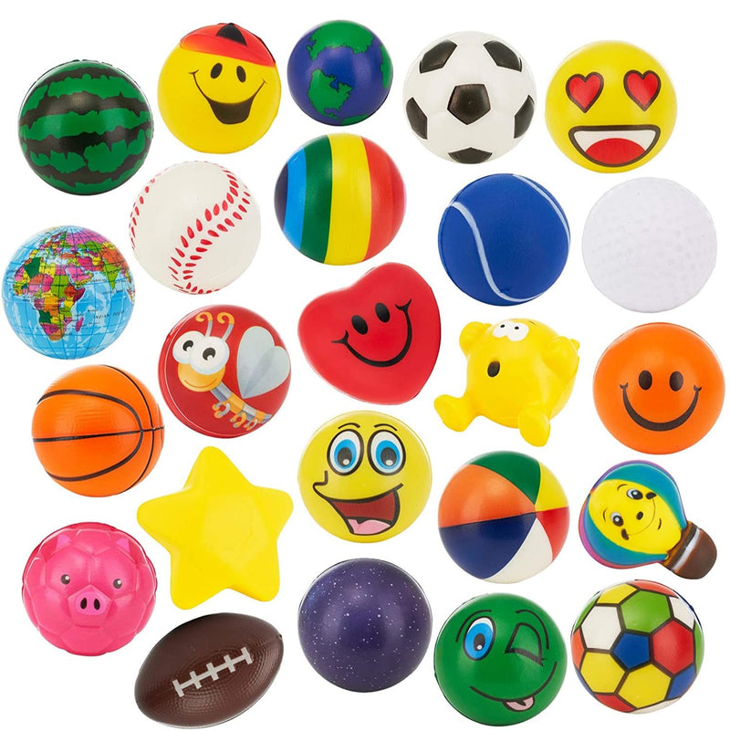 Bulk Pack of 25" Stress Balls - 24 Pack Treasure Box Classroom Prizes Fidget