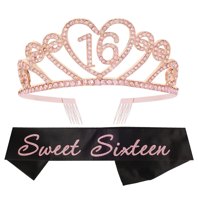 Girls 16th Birthday Sash and Tiara - Fabulous Set: Glitter Sash + Gravity