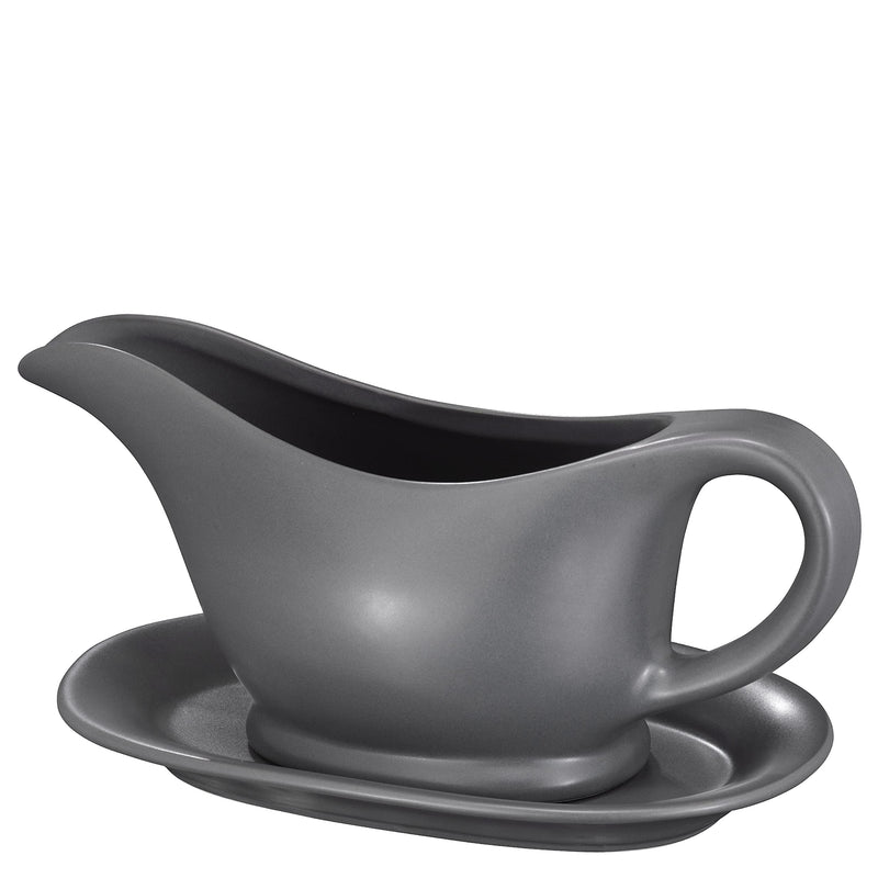 11oz Gray Ceramic Gravy Boat with Tray, 11oz Small Ceramic Serving Bowl