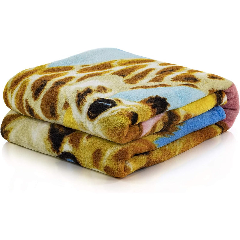 Selfie Giraffe Fleece Bed Blanket 50" x 60" Giraffe Fleece Throw