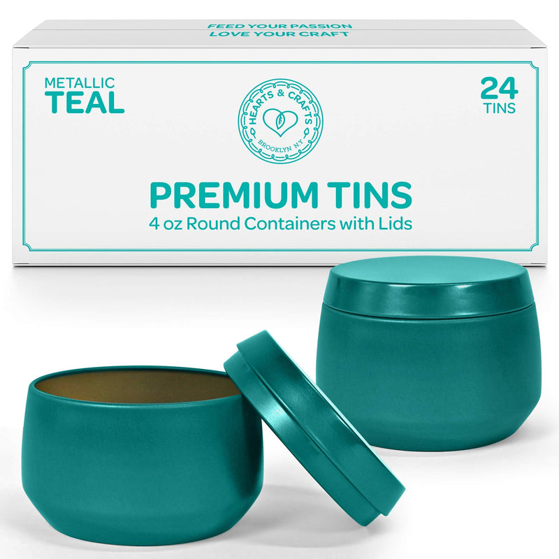 Teal Candle Jars 4 Oz with Lids - Pack of 24 DIY Large Candle Jars