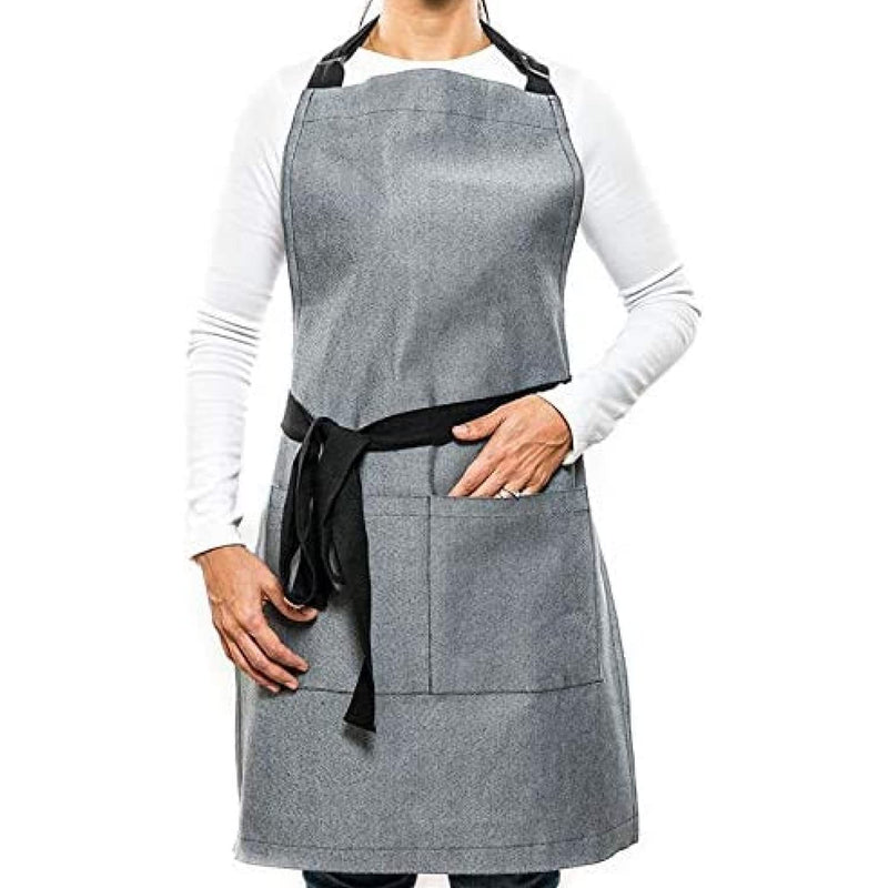 Denim cooking apron with pockets - ideal for cooking, grilling and working -