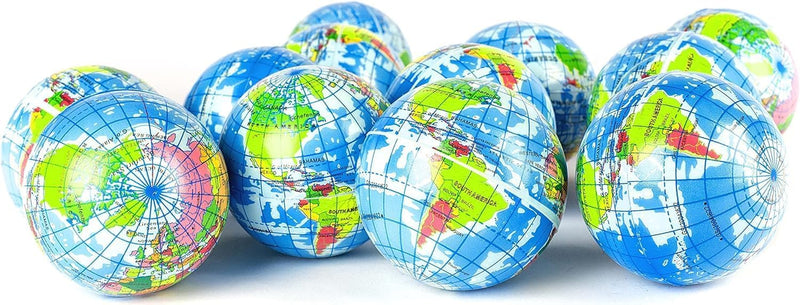 3" Earth Stress Balls, 1 Dozen - Globe Squeeze Ball for Stress Relief, Muscular