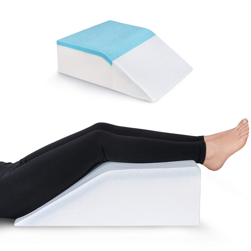 Leg elevation pillow with memory foam and cooling gel - elevated leg pillow