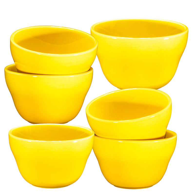 8 Ounce Ceramic Dessert Bowls Set of 6 in Gradient Yellow, 8 Ounce Ceramic Chip