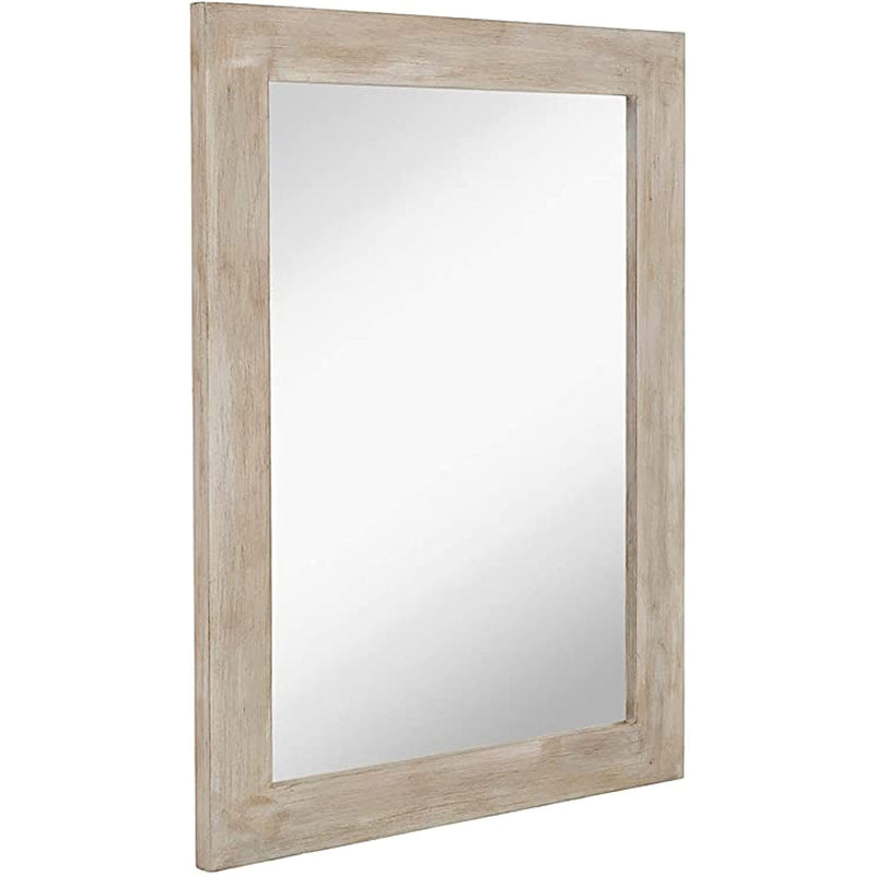 30" x 40" rustic rectangular wood framed whitewashed mirror