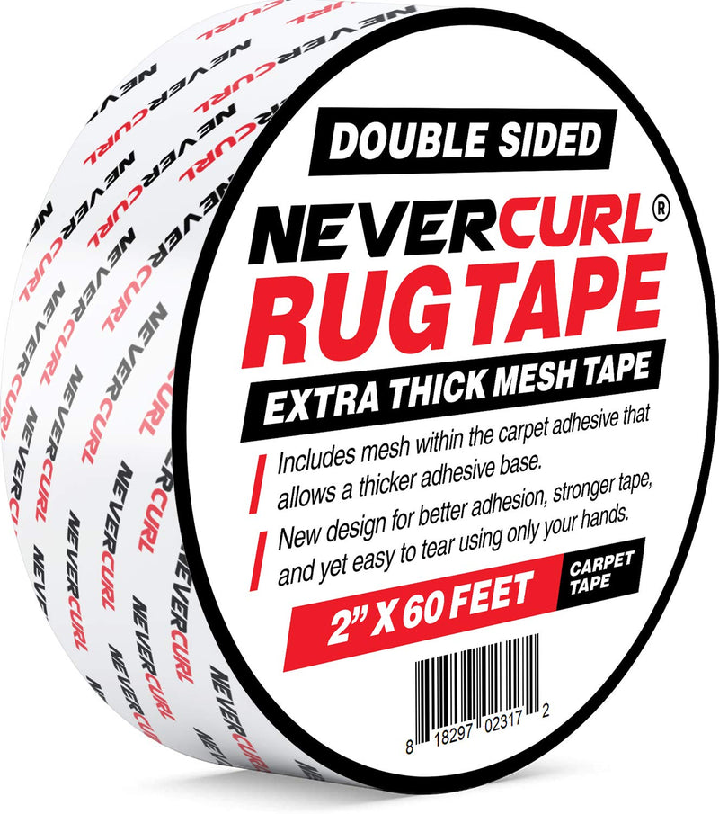 Nevercurl Extra Thick Double Sided Carpet Tape - Mesh Carpet Tape - 2"