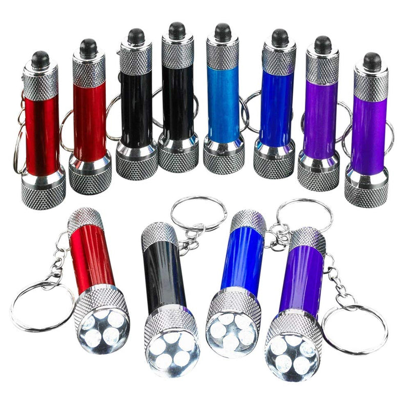 Mini LED Flashlight Keychain - 12 Pack - 25 Inch Assorted Colors Plastic