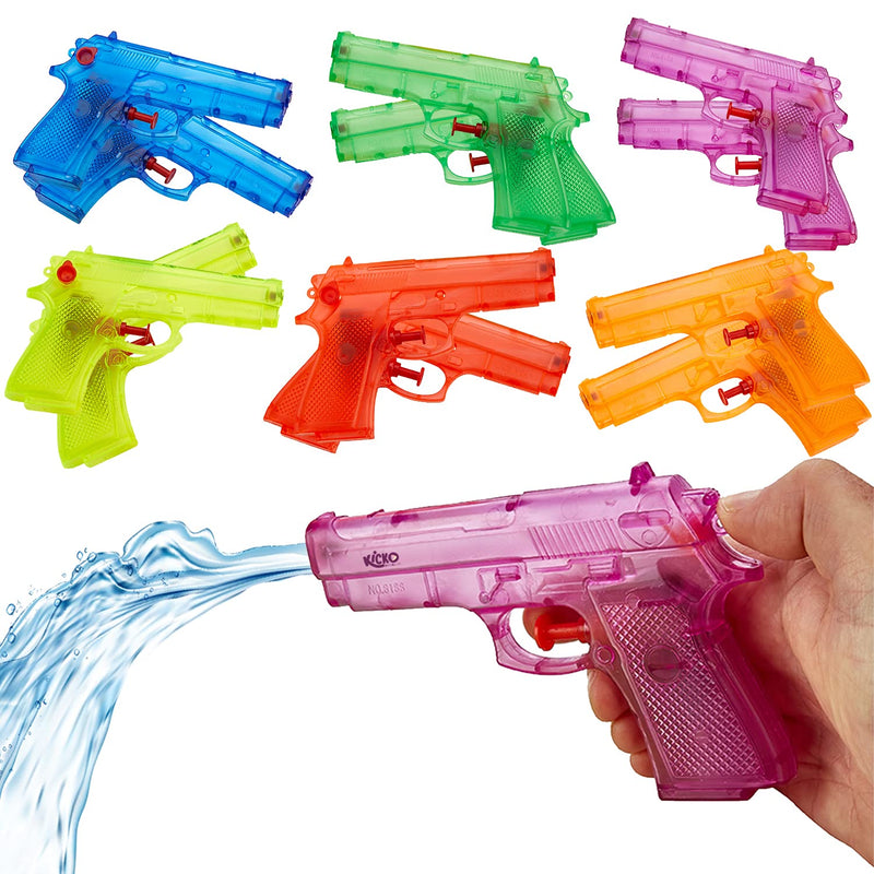 Large Plastic Water Gun - 12 Pack - 6" - Portable Summer Backyard Playtime