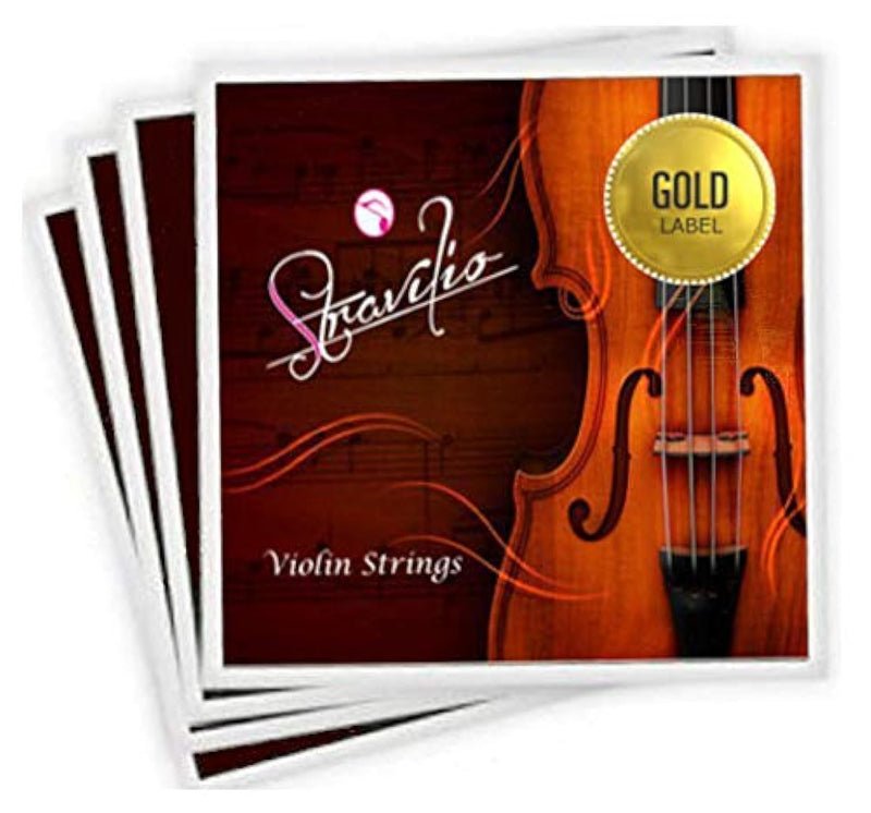 Golden violin strings, complete set (G-D-A-E). High performance solid steel violin