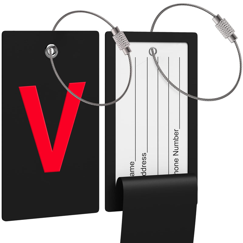 Luggage Bag Tag with Initial - fully bendable stainless steel tag