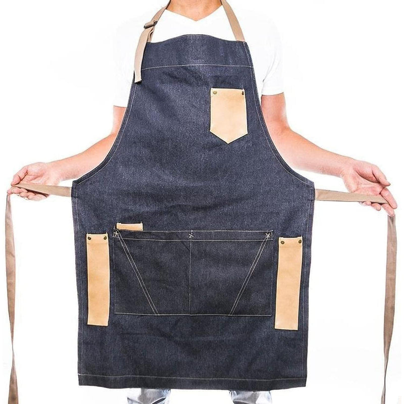 Half apron with pockets - professional cooking apron made of robust cotton with waist -