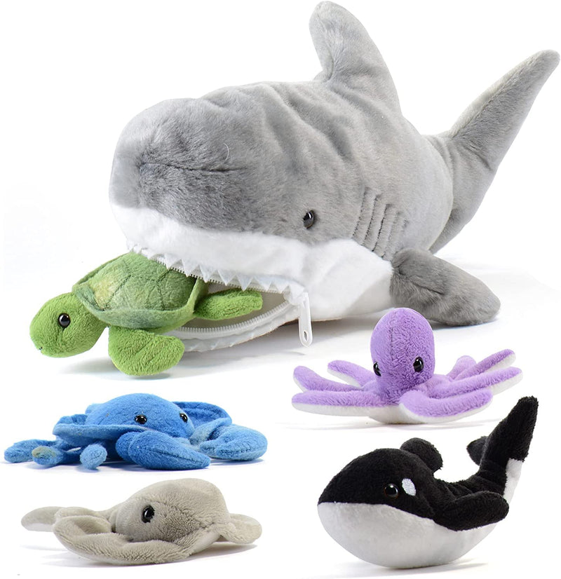 38 cm Large Plush Shark Plus 5 Soft Plush Sea Creatures Stuffed Animals Stuffed Animals