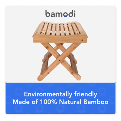 Bamboo Folding Stool Bath Chair For Shaving Foldable Bench For Bathroom Spa