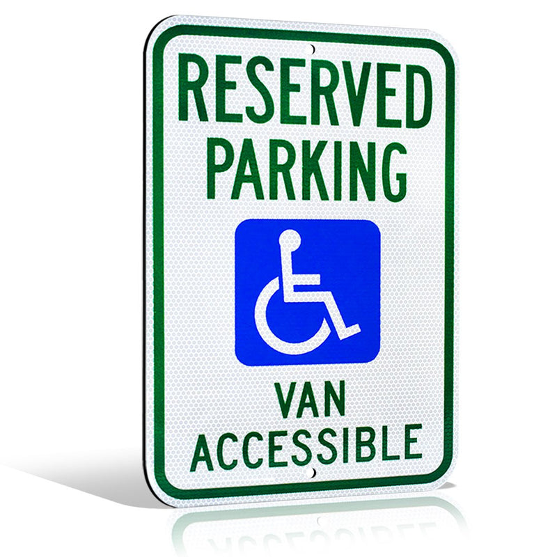 Reserved Parking Sign - 18" x 12" Reflective Aluminum for Disabled People