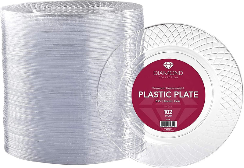 102 Disposable Clear Plastic Plates - 625 inch heavy duty clear hard plastic plates