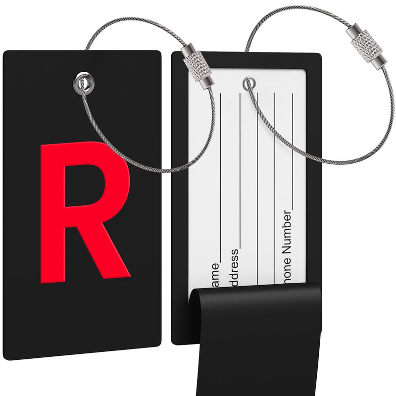 Luggage Bag Tag with Initial - fully bendable stainless steel tag